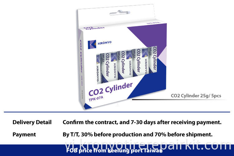 Bể chứa khí 25g Gói 5pcs Gói hộp CO2 xi lanh